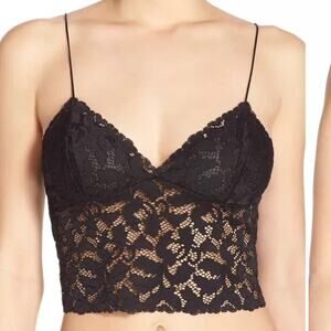 Free People Sz XS Brami Longline Lace Bralette Cami Crop Tank Top (0205)